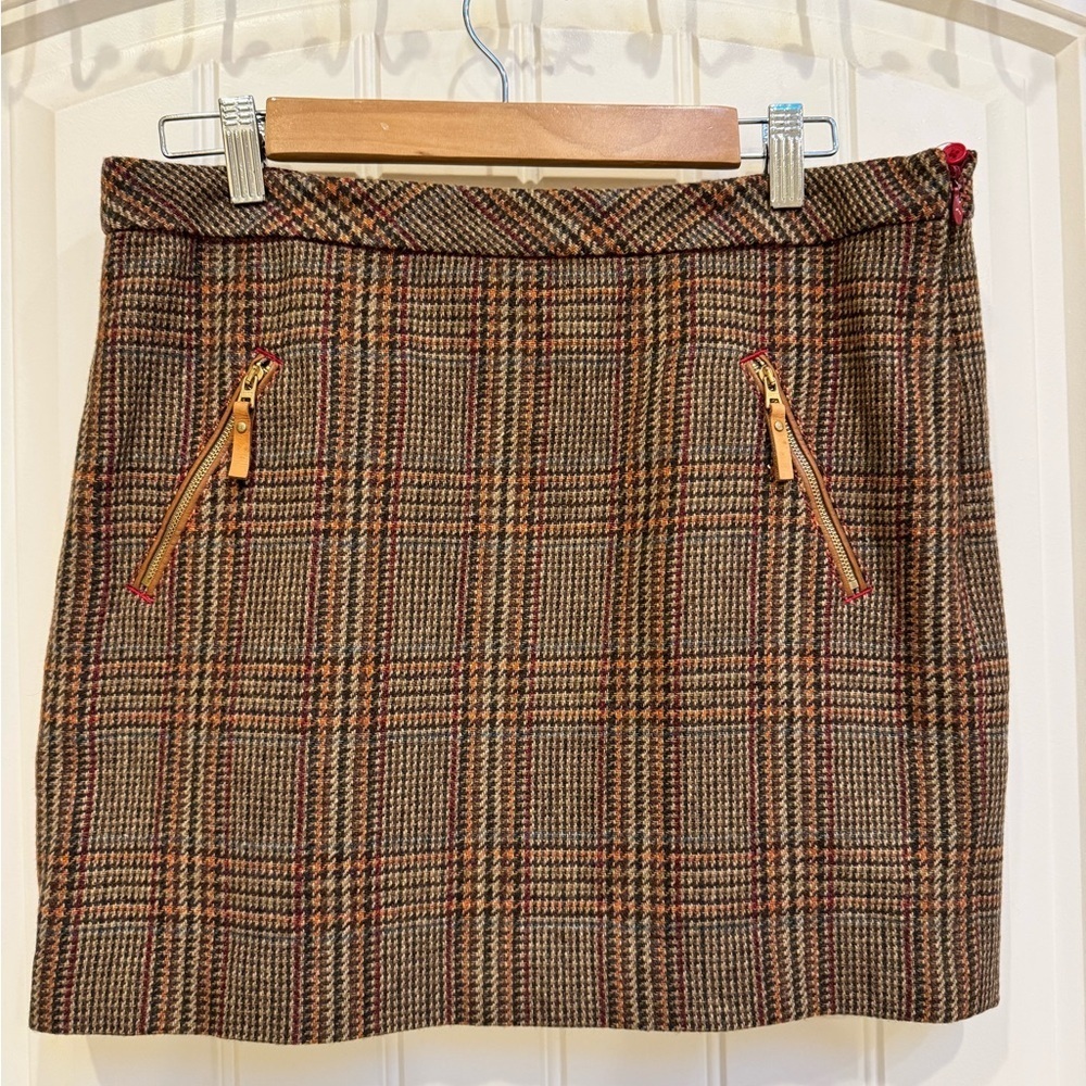 Esprit Wool Blend Tweed (Brown, Yellow, Red, Black) Mini Skirt. Size 8